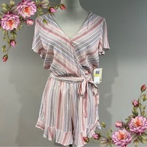 Striped Pink Tie-Waist Romper